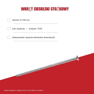 Wkręty stożkowe B.PRO 6x180 TX30 100szt